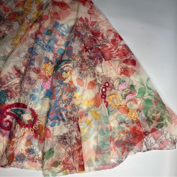 Johnny Was Mazzy Flared Floral Embroidered Sheer Mesh Tank Top XS No Slip - Picture 11 of 15